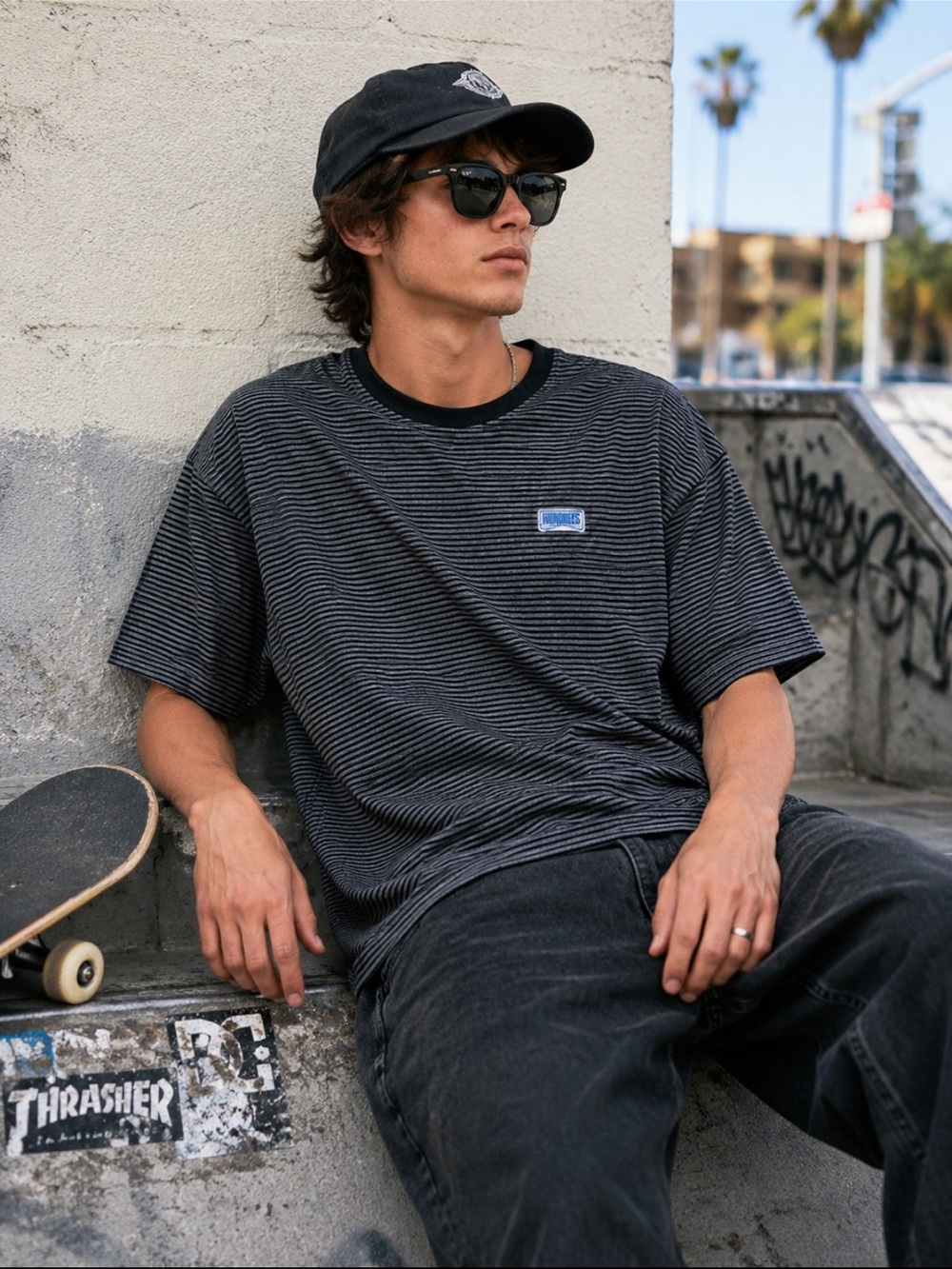 The Hundreds Vintage Micro Stripe Tee Logo Patch